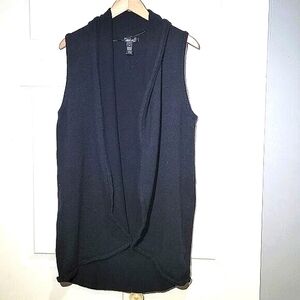 Style & Co. Women's Waterfall Long Black Sleeveless Cardigan Sweater